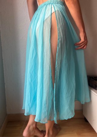 Falda playera Y2K azul cielo transparente