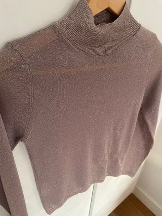 Jersey fino rosa plateado Mango