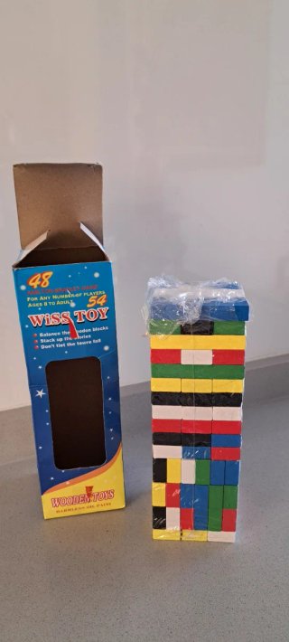 Cubo Bloques Construcción, juego y Torre Madera