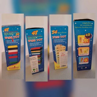 Cubo Bloques Construcción, juego y Torre Madera