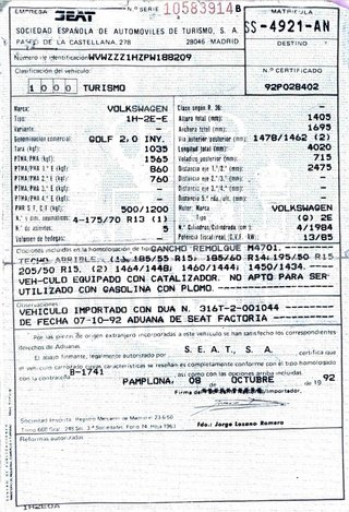 VOLKSWAGEN GTI 2.0 1992