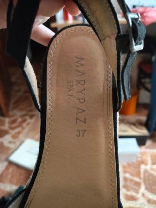Sandalias negras cuña esparto talla 37