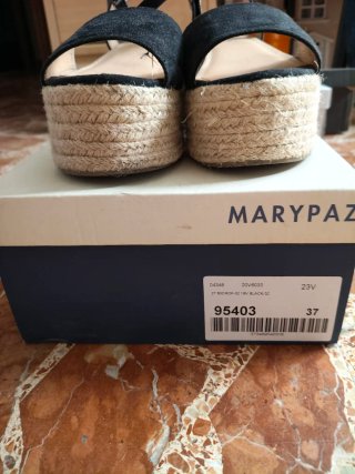 Sandalias negras cuña esparto talla 37