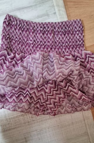 Falda pantalón volantes rosa y blanco
