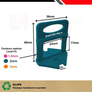 1000 clips autonivelantes 2 mm