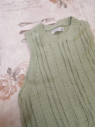 Camiseta punto Stradivarius verde Talla S