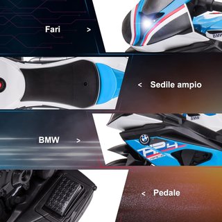 Moto para Niños 18-60 Meses Modelo BMW HP4 Con Faros, Música Y Pedales, en PP Y Metal, 82.5X42X54 Cm, Azul