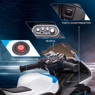 Moto para Niños 18-60 Meses Modelo BMW HP4 Con Faros, Música Y Pedales, en PP Y Metal, 82.5X42X54 Cm, Azul