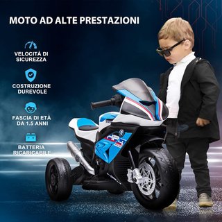 Moto para Niños 18-60 Meses Modelo BMW HP4 Con Faros, Música Y Pedales, en PP Y Metal, 82.5X42X54 Cm, Azul