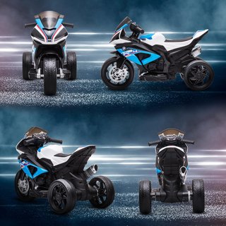 Moto para Niños 18-60 Meses Modelo BMW HP4 Con Faros, Música Y Pedales, en PP Y Metal, 82.5X42X54 Cm, Azul