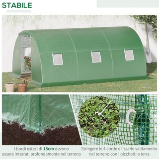 Invernadero de Jardín y Huerto 4.5X3X2M con Cubierta de PE, Invernadero para Plantas con Puerta y Ventanas Enrollables, Verde