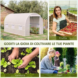 Invernadero de Jardín en Túnel 4X2X2 M con Puertas Enrollables y Ventanas, Invernadero para Huerto con 4 Refuerzos Diagonales, Estructura de Metal y Cubierta de PE, para Huerto, Verduras, Flores, ...