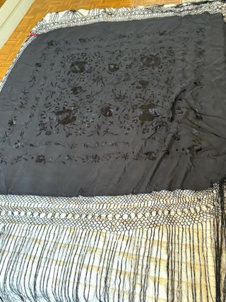 Mantón de Manila Seda Artesanal Negro