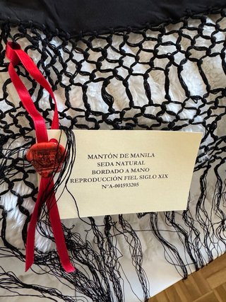 Mantón de Manila Seda Artesanal Negro