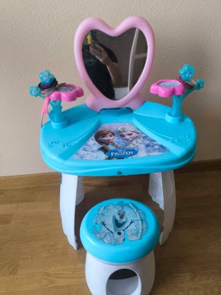 Tocador infantil Frozen con espejo y taburete