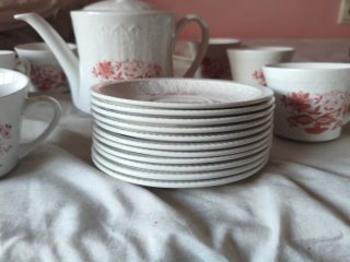 Juego de café Pontesa blanco y rojo
