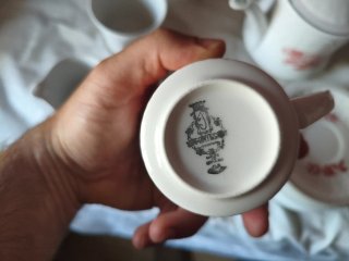Juego de café Pontesa blanco y rojo