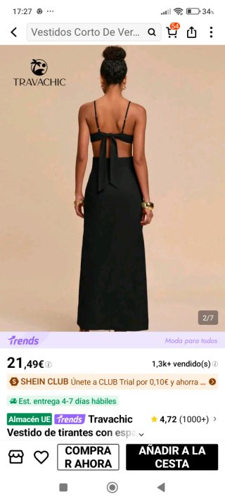 Vestido Negro Verano Mujer