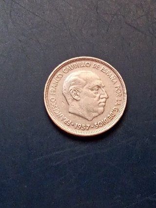 5 Pesetas 1957 *71 Dos Plumas