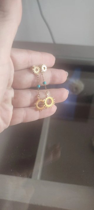 Pendientes Sol con Turquesas Dorados