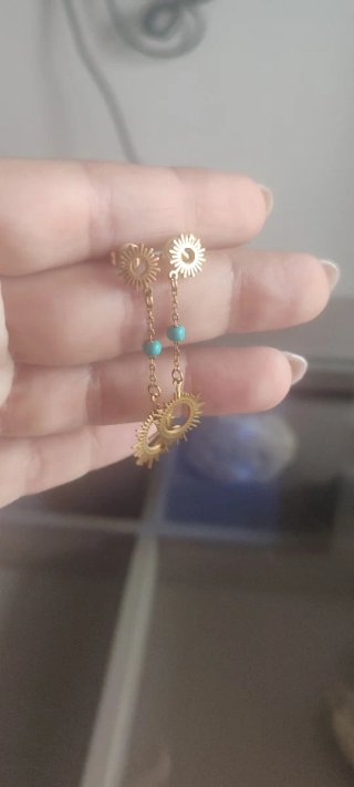 Pendientes Sol con Turquesas Dorados