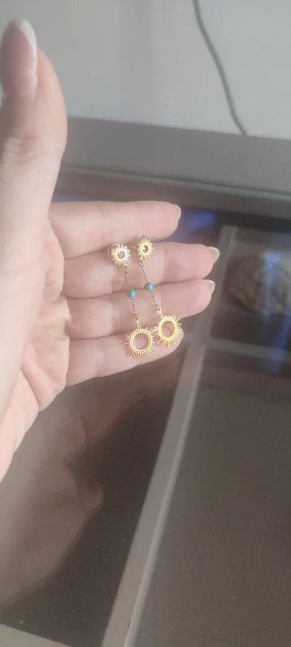 Pendientes Sol con Turquesas Dorados