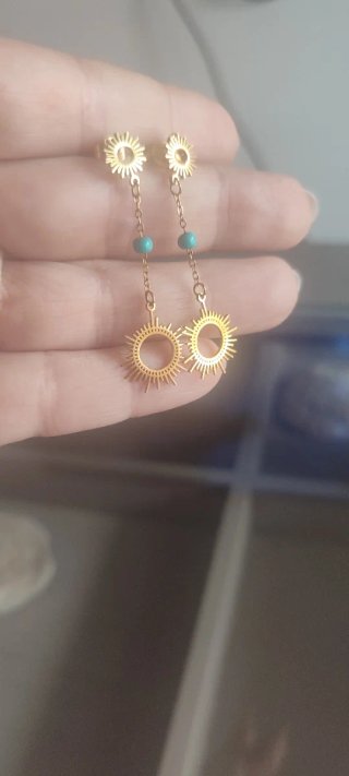 Pendientes Sol con Turquesas Dorados