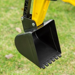 Excavadora de Juguete a Pedales para Niños de 3 a 6 Años, Excavadora a Caballo con 4 Ruedas, de Acero y Plástico, 107X42X71 Cm, Amarillo
