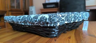 Cesta mimbre decorativa funda damasco