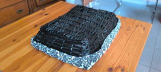 Cesta mimbre decorativa funda damasco