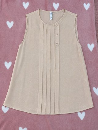 Blusa camisa sin mangas beige Mango beige S nueva