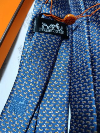 Corbata Hermès Azul Patos