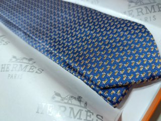 Corbata Hermès Azul Patos