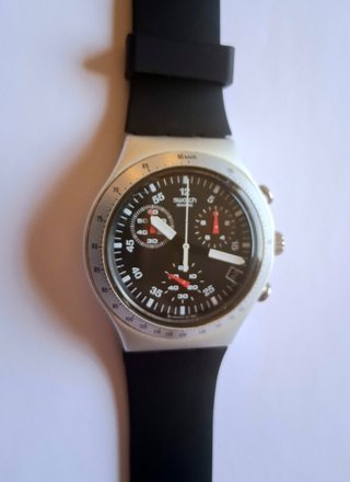 Swatch Cronógrafo Aluminio Negro/Plata