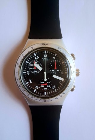 Swatch Cronógrafo Aluminio Negro/Plata