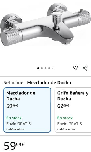 Grifo termostático ducha metal plateado