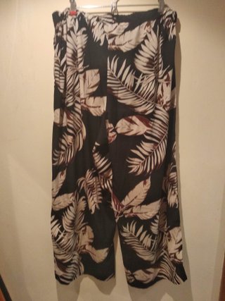 Pantalón Estampado Marrón de Pata Ancha