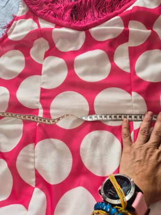 Vestido Flamenca Fucsia Lunares Blanco Talla Única