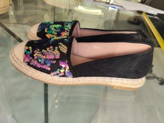 Alpargatas H&D negras lentejuelas T38