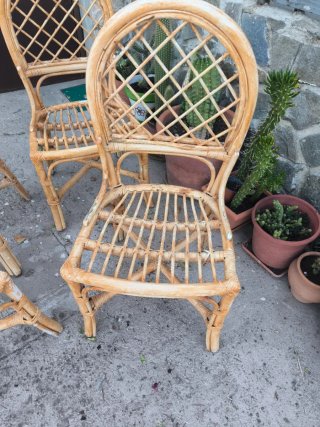 Set di quattro sedie in vimini (Set di 4)