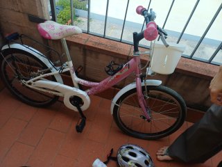Bici bambina rosa con cestino