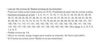 Lote Cromos Panini Barbie La Princesa Animales