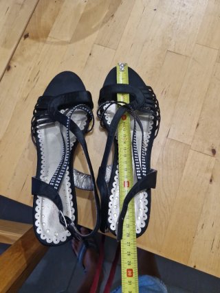 Sandalias tacón negras adornos strass T41