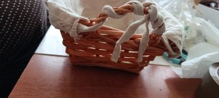 Cesta Mimbre Decorativa con Funda Tela