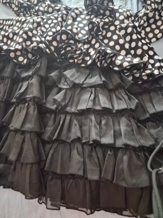 Vestido Flamenca Lunares Negro Blanco