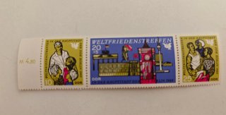 Tríptico Sellos DDR 1969 Weltfriedenstreffen