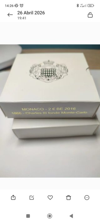 Moneda 2€ Mónaco 2016 Charles III fonde Montecarlo