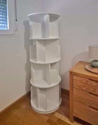 Estantería giratoria blanca de 4 niveles