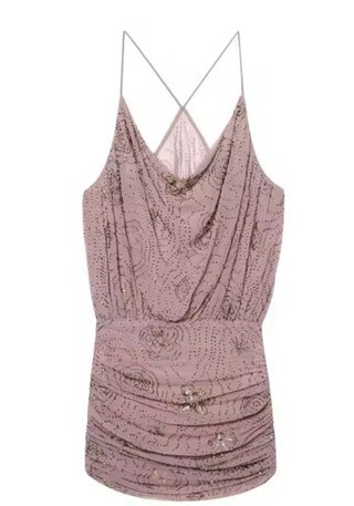 Vestido corto viralentejuelas rosa y plata Talla L