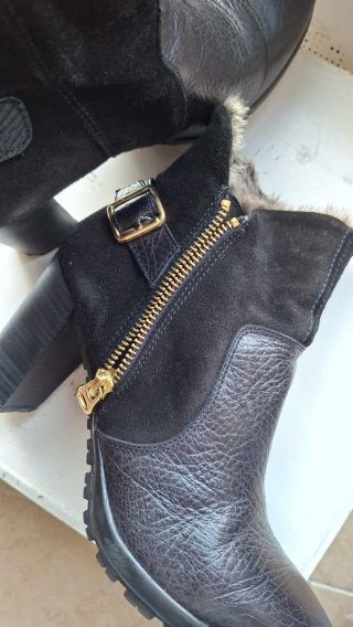 Botines Hispanitas Negros Piel y Ante